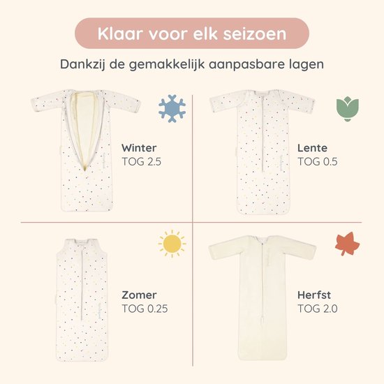 Puckababy Bag 4 Seasons slaapzak baby (6m-2.5j) - Hearts Confetti - TOG 0.25-2.0 - 4 seizoenen van Merkloos — afbeelding 4