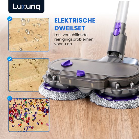 Luxuriq® Mop - Vadrouille électrique - Essuie-glace - Geschikt voor Dyson - Dyson V15 - V11 - V10 - V8 - V7 - Accessoire pour vadrouille - Avec 10 vadrouilles