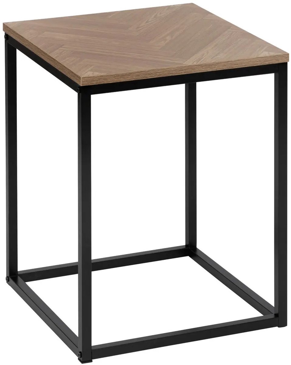5Five® 5Five Bijzettafeltje Chevron - hout/metaal - lichtbruin/zwart - D40 x H50 cm - koffie tafel