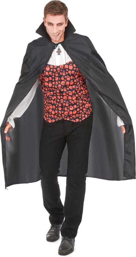 Vegaoo Dracula cape voor volwassenen - Zwarte Halloween kleding met hoge kraag