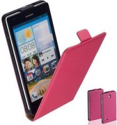 TCC Luxe Leder hoesje Huawei Ascend G700 Flip Case/Cover - Roze