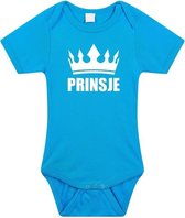 Prinsje met kroon baby rompertje blauw jongens - Kraamcadeau - Babykleding 56 (1-2 maanden)