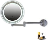 Gérard Brinard verlichte make up spiegel wandspiegel LED knikarmspiegel incl. batterij- 5x vergroting - Ø19cm spiegels