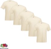 Fruit of the Loom - 5 stuks Valueweight T-shirts Ronde Hals - Naturel - S