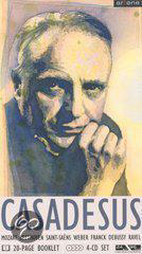 Portret van Robert Casadesus, met de tekst 'CASADESUS' en '20-PAGE BOOKLET 4-CD SET'.