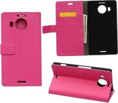 Litchi Cover wallet case hoesje Microsoft Lumia 950 XL roze