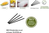 BIO Drinkrietje Bio zwart -Ø 6mm / 24cm - 1000 stuks
