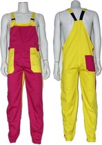 Yoworkwear Tuinbroek polyester/katoen fuchsia-geel maat 164