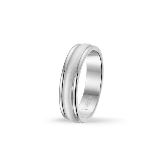TRESOR Mat geborstelde ring met aan beide zijden blinkend gepolijste boord - Gerhodineerd sterling zilver - 5mm breed