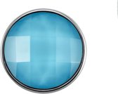 Quiges - Dames Click Button Drukknoop 18mm Facet Geslepen Glas Licht Blauw - EBCM041
