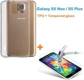 Samsung Galaxy S5 Neo / S5 Plus Ultra Dun Transparant Silicone Hoesje + gratis tempered glass