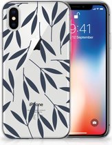 TPU-siliconen Hoesje Geschikt voor iPhoneX/10 | Xs Design Leaves Blue