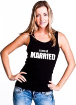 Almost Married tekst singlet shirt/ tanktop zwart dames L