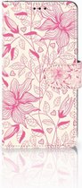Geschikt voor Samsung Galaxy S10 Hoesje Bookcase Pink Flowers