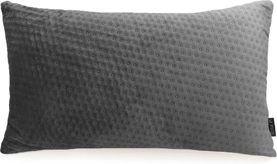 Dark Grey Velvet Button Long Kussenhoes | Fluweel / Velours | Grijs | 30 x 50 cm