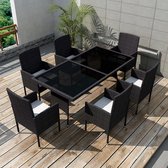 Tuinset poly rattan zwart 13-delig  (incl. Fleecedeken)