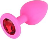 Siliconen Butt Plug Met Rode Diamant Medium | Siliconen Butt Plug Voor Hem Of Haar | Anus plug Met Rode Diamant