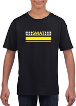 Politie SWAT speciale eenheid logo zwart t-shirt voor jongens en meisjes - Politie verkleedkleding 122/128