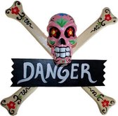 Floral Skull & Bones Decoratie Danger - Halloween- Day of the Dead