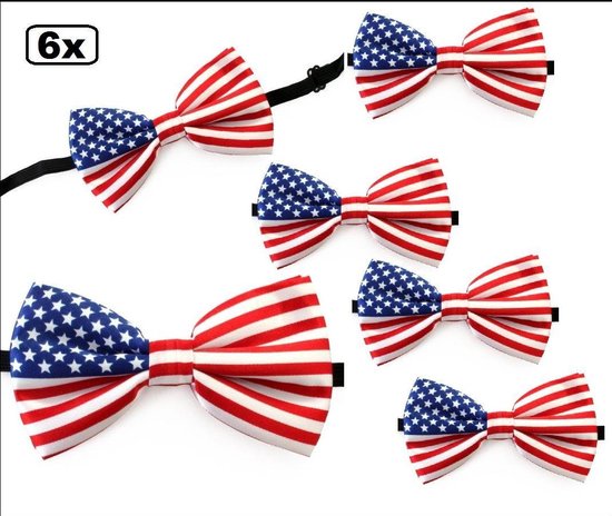 6x Strik satijn Amerika/USA
