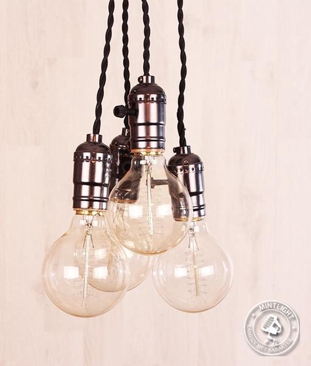 misdrijf vangst dam Hanglamp Edison bulb E27 fittingen + 4 kooldraadlampen | bol.com