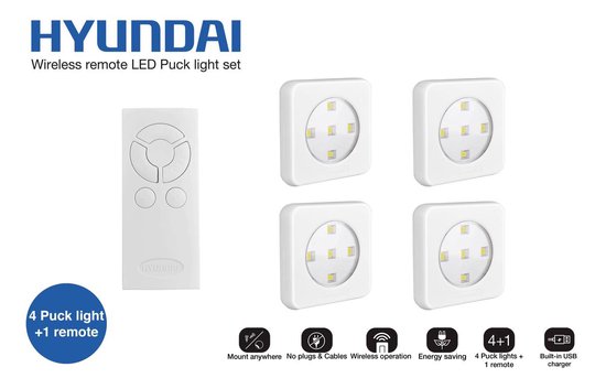 Lueas® - Lot de 4 lampes LED sans fil avec télécommande
