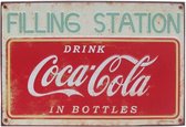 Signs-USA Coca Cola Filling Station - Retro Wandbord - Metaal - 48x32,5 cm