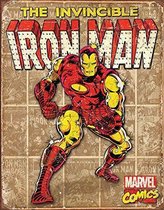 Retro Iron Man Wandbord 'Retro Panels' - Metaal - 40 x 30 cm