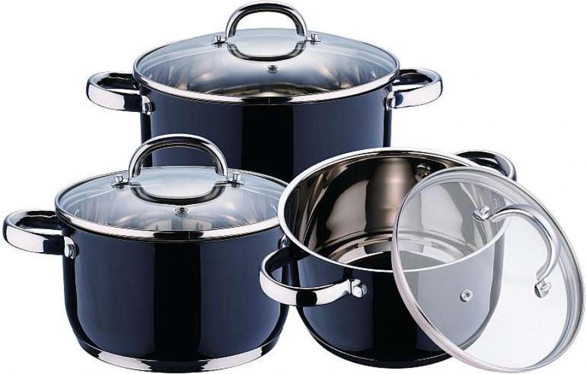 Kaiserhoff Stainless zwart steel cookware set