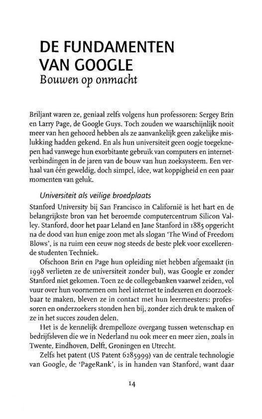 Pagina met tekst "De fundamenten van Google"
