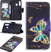 Huawei P30 Lite wallet agenda hoesje diamant vlinder