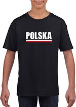 Zwart Polen supporter t-shirt voor kinderen L (146-152)