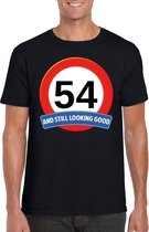 Verkeersbord 54 jaar t-shirt zwart heren S
