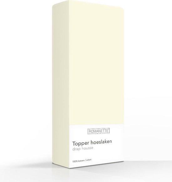Luxe Katoen Topper Hoeslaken Ecru | 160x220 | Ademend En Verkoelend | Uitstekende pasvorm