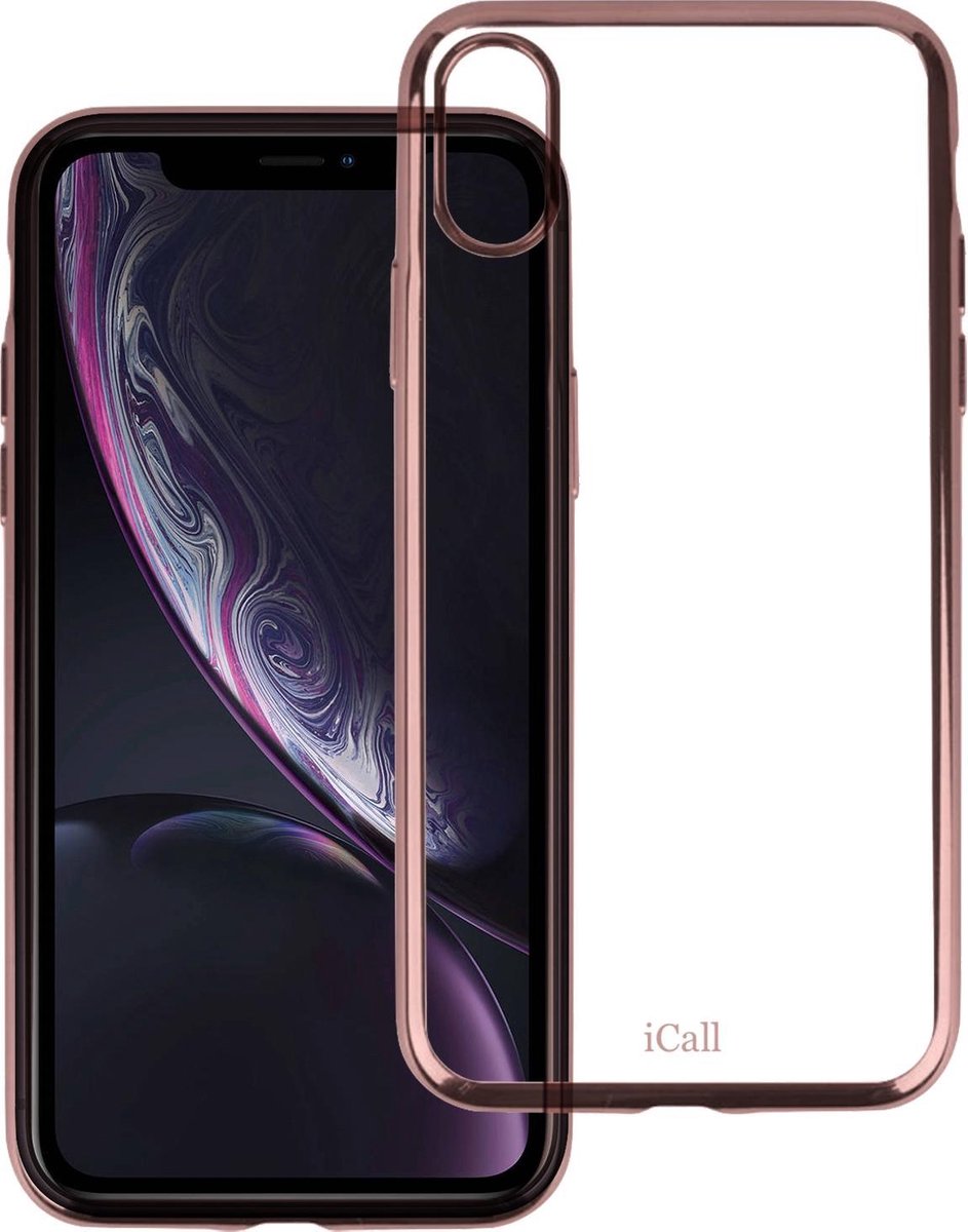 Hoesje geschikt voor iPhone XR Transparant Soft TPU Gel Siliconen Case iCall - Roségoud