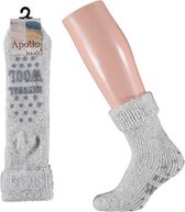 Wollen huis sokken anti-slip voor kinderen grijs maat 31-34 - Slofsokken jongens/meisjes