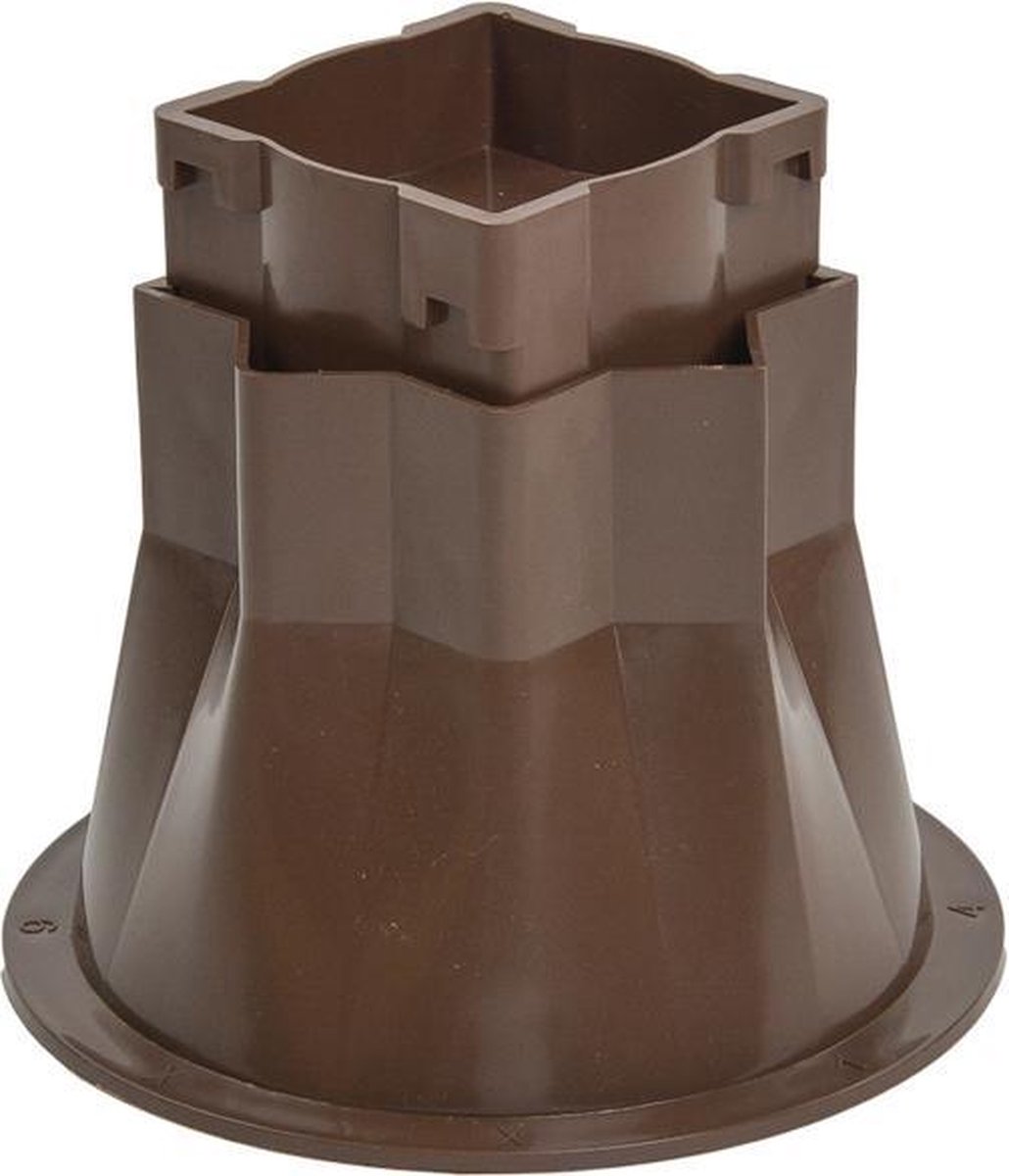 Goedkoopste Bedverhogers rond bruin - bedklossen - meubelverhogers - stoelverhogers per set van 4. Instelbaar (8-13cm