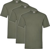 3 Pack Classic Olive Shirts Fruit of the Loom Ronde Hals Maat S Valueweight