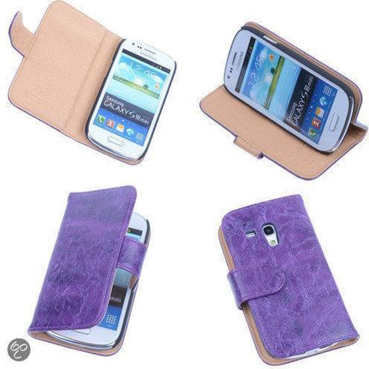 Bestcases Vintage Lila Book Cover Samsung Galaxy S3 Mini i8190