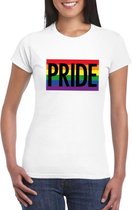 Regenboog vlag Pride shirt wit dames XS