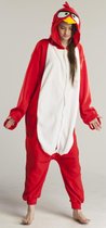 KIMU Onesie Angry Bird pak Red kostuum rood vogel - maat M-L - Angrybirds pak vogelpak jumpsuit huispak