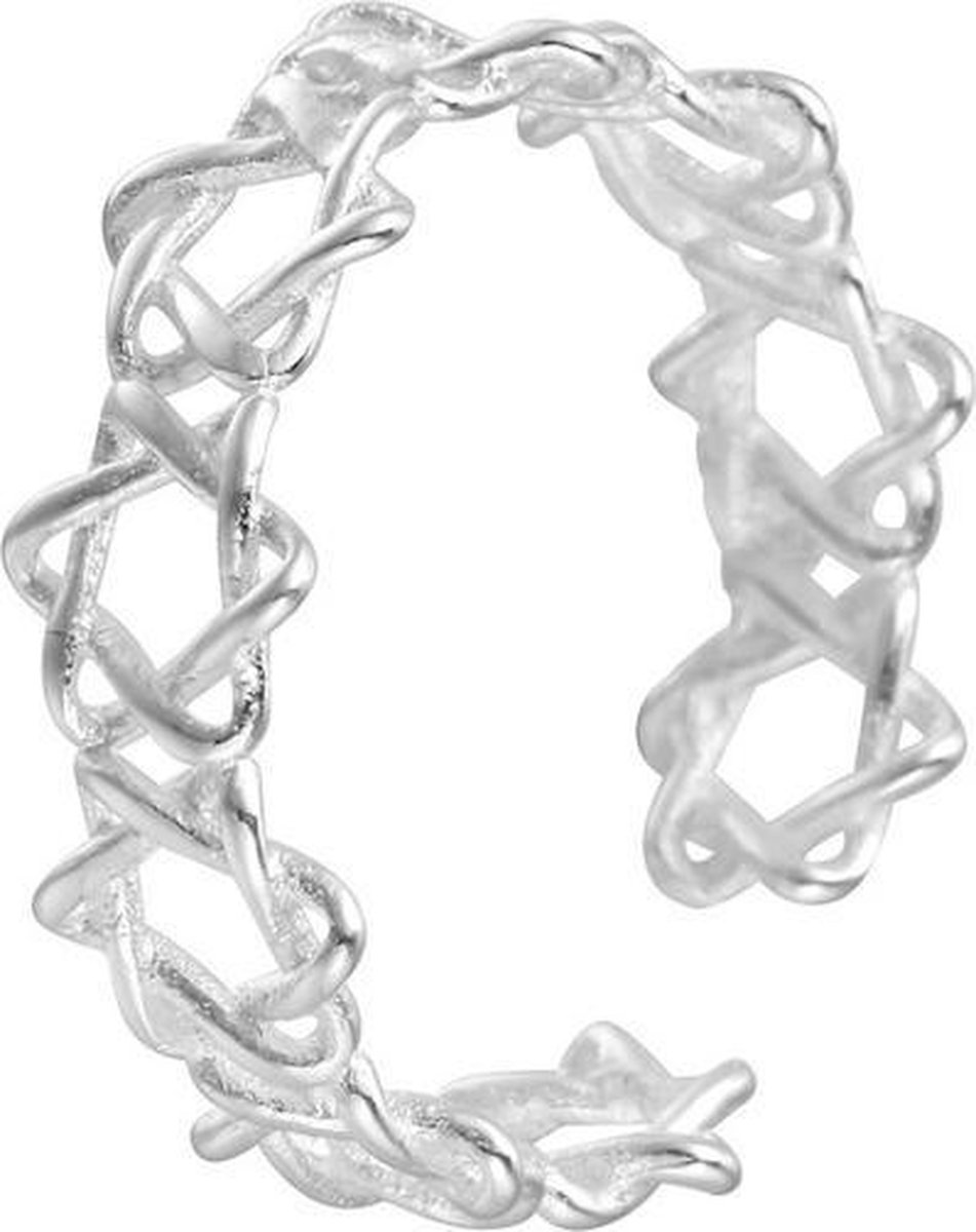 24/7 Jewelry Collection Davidster Ring Verstelbaar - Hexagram - Verstelbare Ring - Zilverkleurig