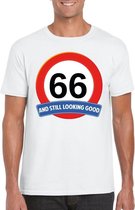 Verkeersbord 66 jaar t-shirt wit heren S