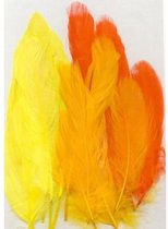 Gele en Oranje veren - 2,5-17,5 cm hoog - 3 ZAKJES a 15 Stuks