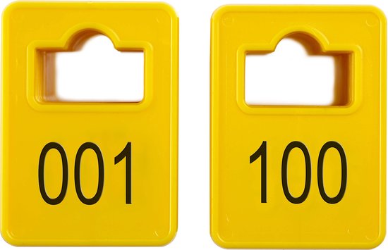 Garderobemunten / garderobe nummers - geel - 001-100 (100 jetons)
