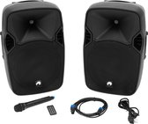Omnitronic Speakers - Bluetooth - Luidsprekers - Boxen - Speakerset - XFM-212AP Active 2-Way met draadloze micrfoon