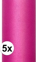 5x rollen tule stof roze 0,15 x 9 meter