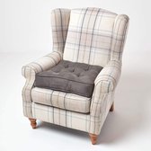 groot zitkussen 50 x 50 cm, zitkussen voor stoel en banken met draaggreep en velours, 10 cm hoog gewatteerd matraskussen, taupe/grijs
