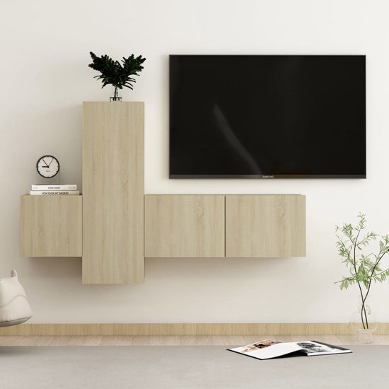 The Living Store Televisiekast Trendy - Boekenkast - 80 x 30 x 30 cm - Sonoma Eiken