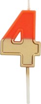 Folat - Kaars Retro Cijfer 4 Oranje - 5 cm